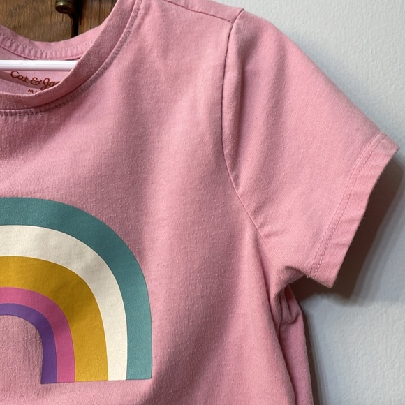 CAT & JACK UGC Girls Size Medium (7/8) short sleeve pink rainbow 🌈 shirt top - Picture 6 of 9